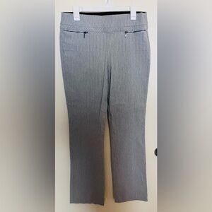 Violets & Roses Women’s Gray Pinstripe Pants Elastic Waist Size 12 Business NWOT